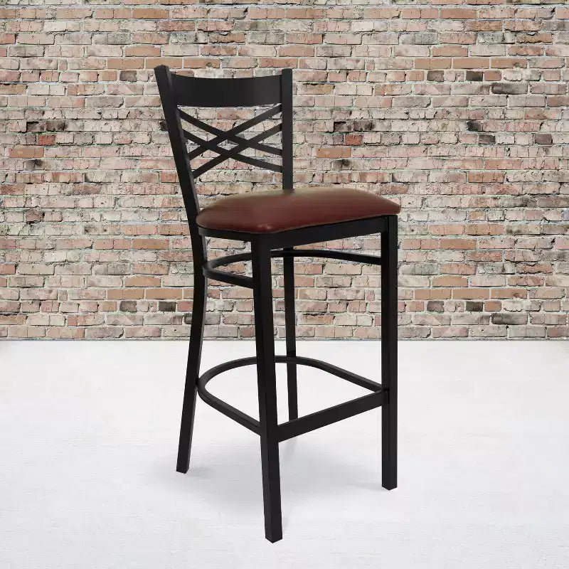 Flash Furniture Black ''X'' Back Metal Restaurant Barstool