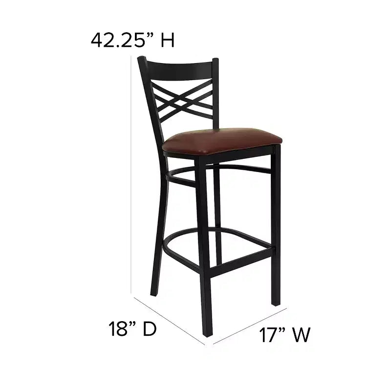 Flash Furniture Black ''X'' Back Metal Restaurant Barstool