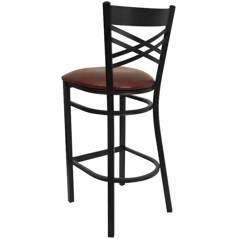 Flash Furniture Black ''X'' Back Metal Restaurant Barstool