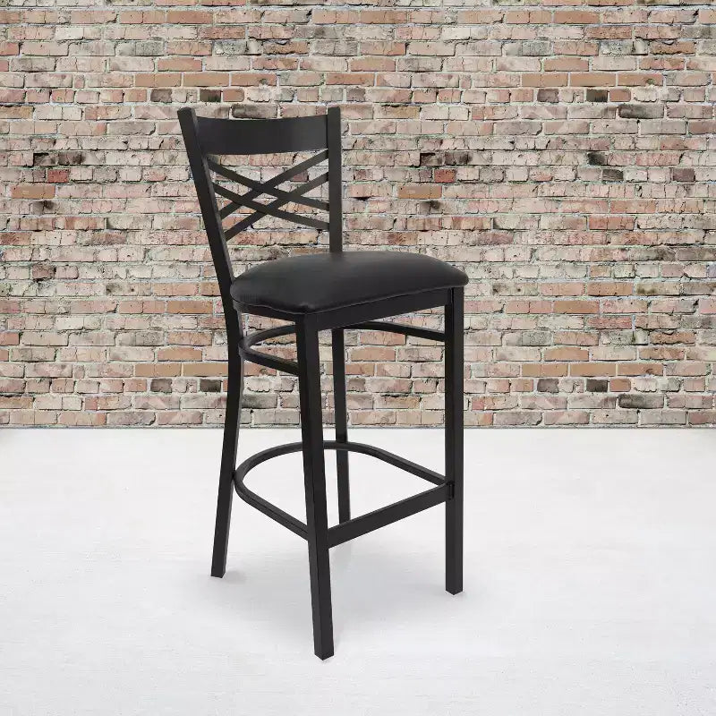 Flash Furniture Black ''X'' Back Metal Restaurant Barstool