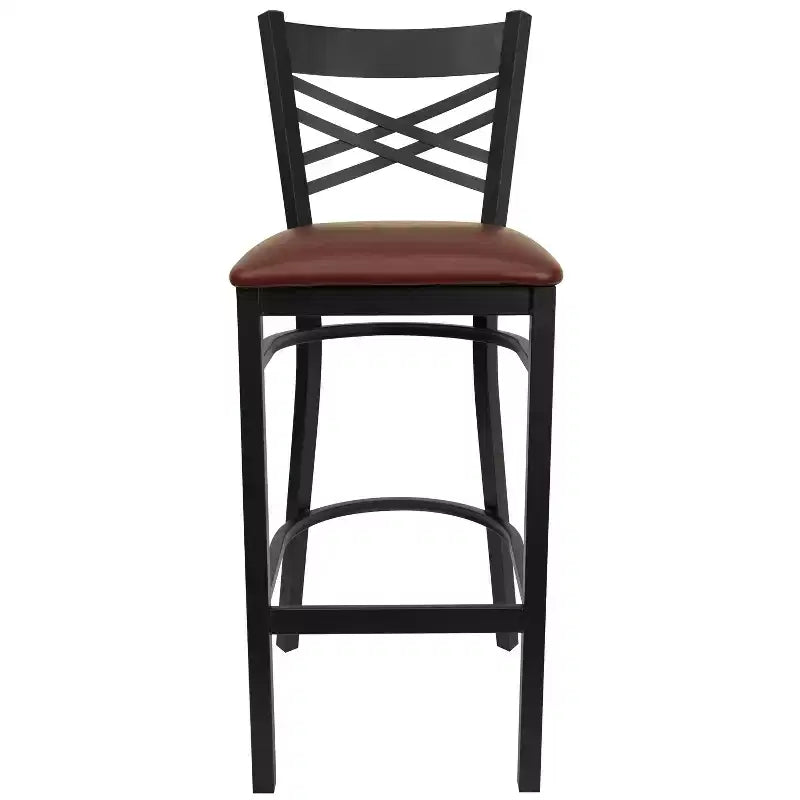 Flash Furniture Black ''X'' Back Metal Restaurant Barstool
