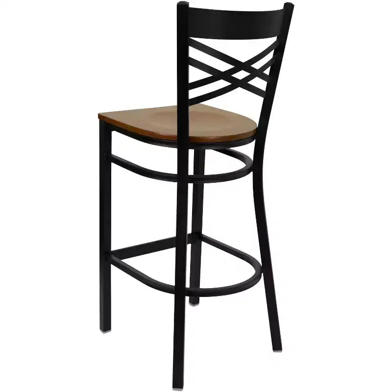 Flash Furniture Black ''X'' Back Metal Restaurant Barstool