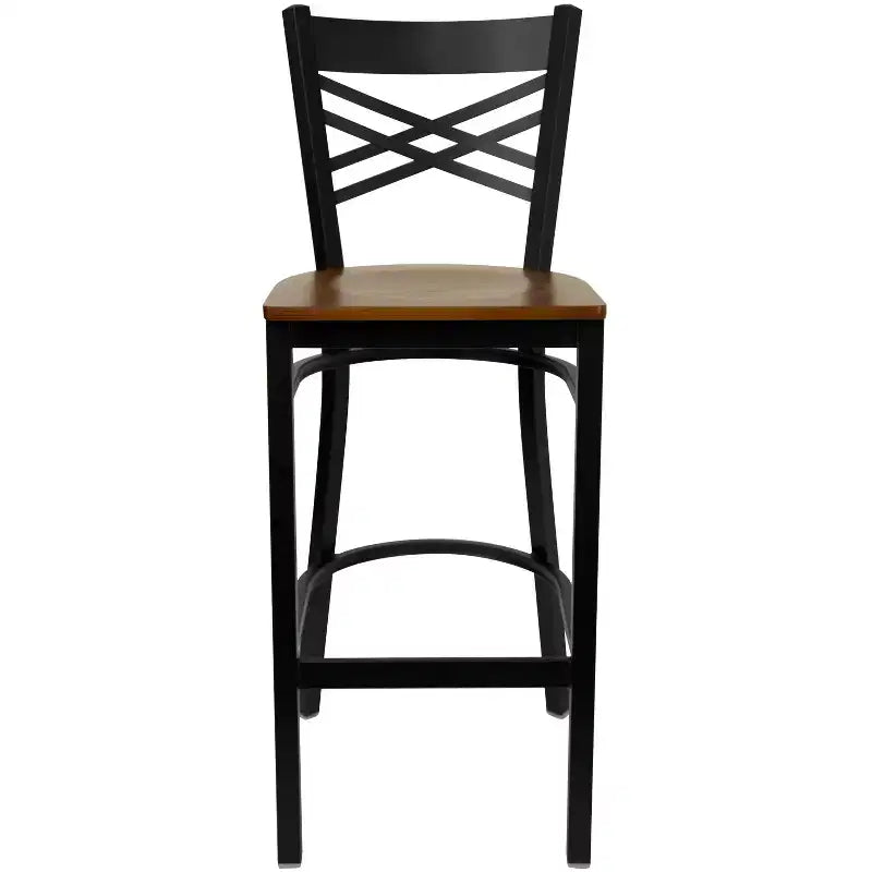 Flash Furniture Black ''X'' Back Metal Restaurant Barstool