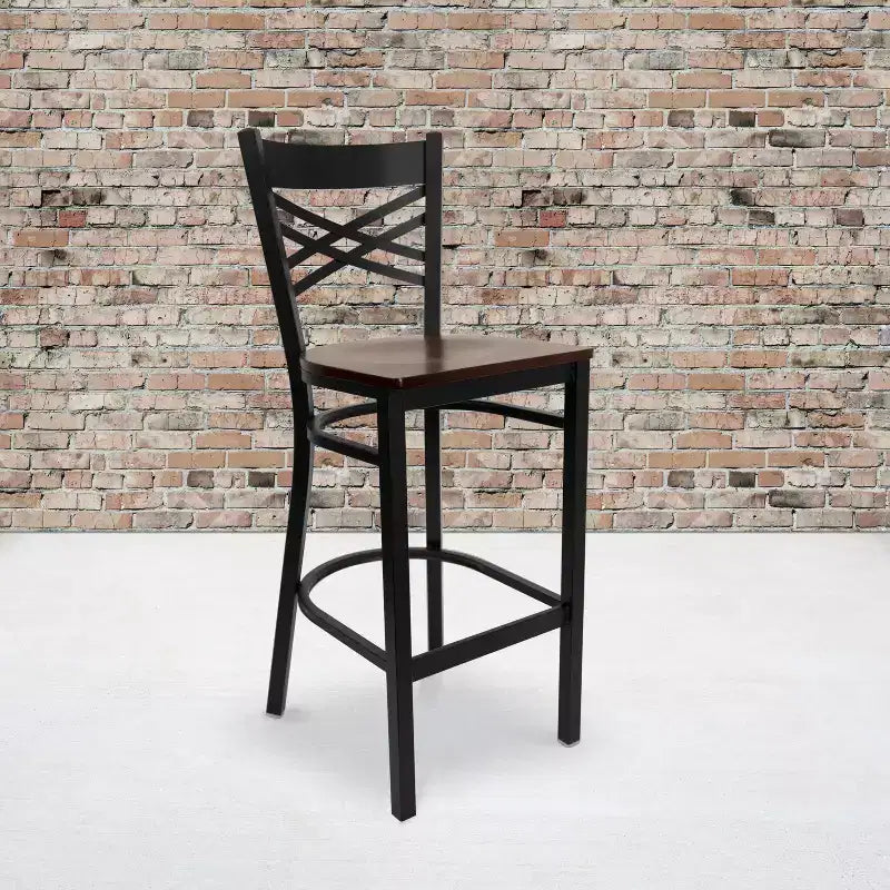 Flash Furniture Black ''X'' Back Metal Restaurant Barstool