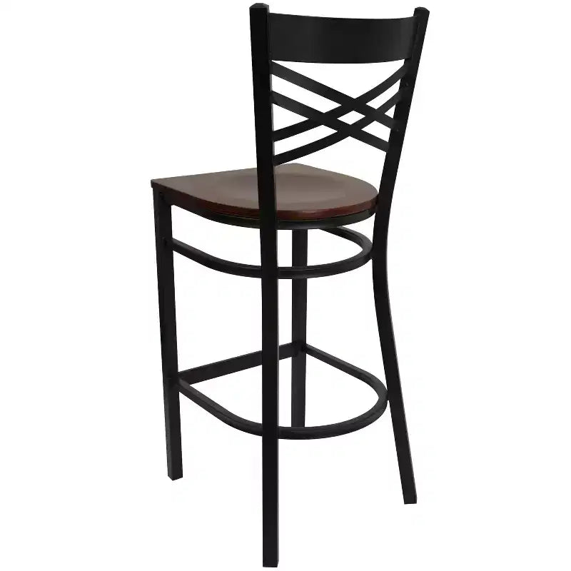 Flash Furniture Black ''X'' Back Metal Restaurant Barstool