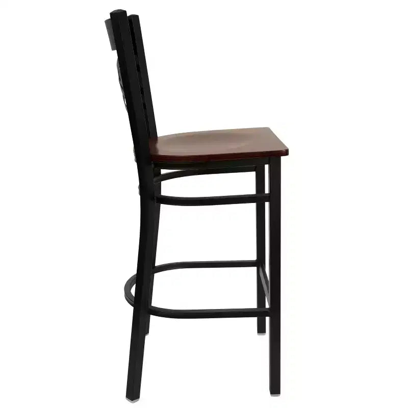 Flash Furniture Black ''X'' Back Metal Restaurant Barstool