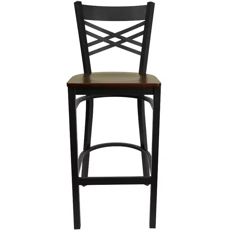 Flash Furniture Black ''X'' Back Metal Restaurant Barstool