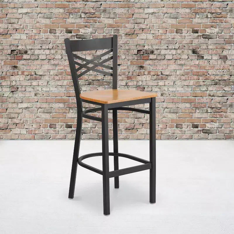Flash Furniture Black ''X'' Back Metal Restaurant Barstool