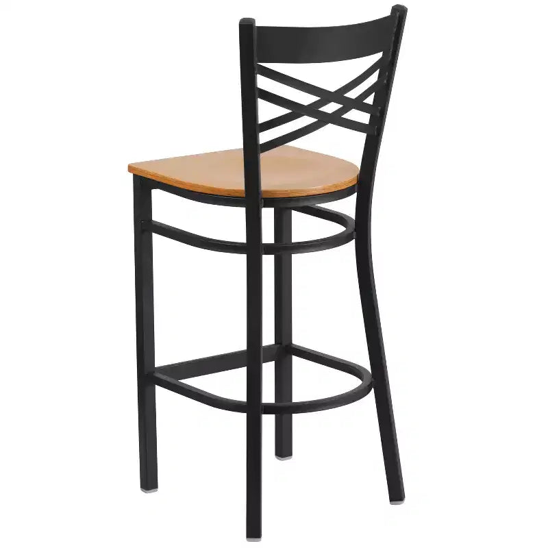 Flash Furniture Black ''X'' Back Metal Restaurant Barstool
