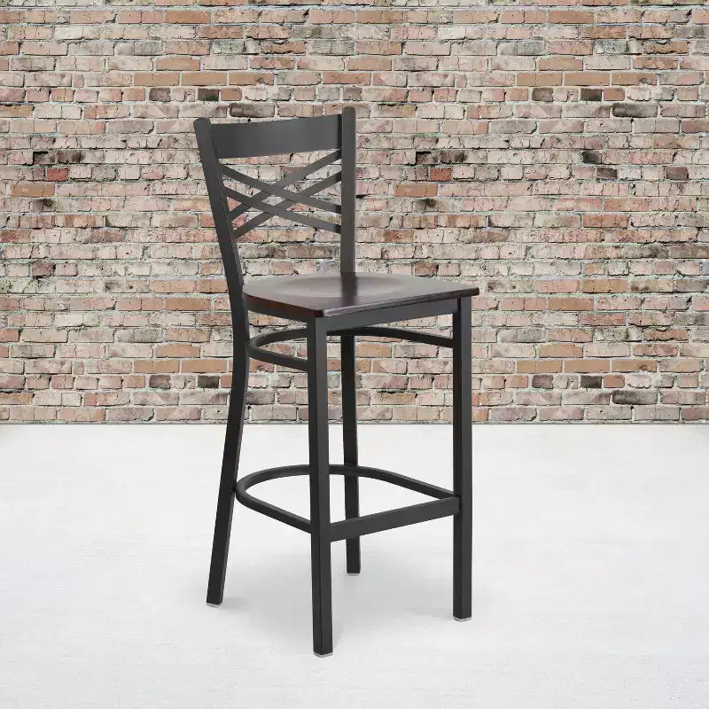Flash Furniture Black ''X'' Back Metal Restaurant Barstool