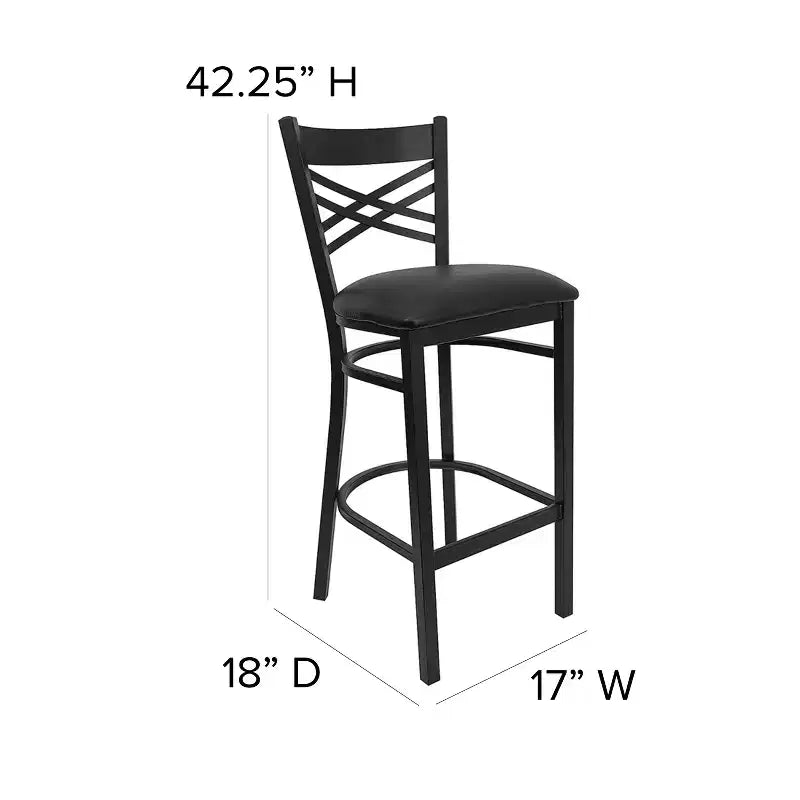 Flash Furniture Black ''X'' Back Metal Restaurant Barstool
