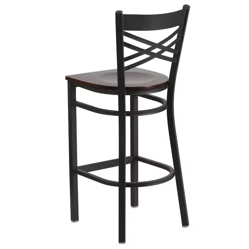 Flash Furniture Black ''X'' Back Metal Restaurant Barstool