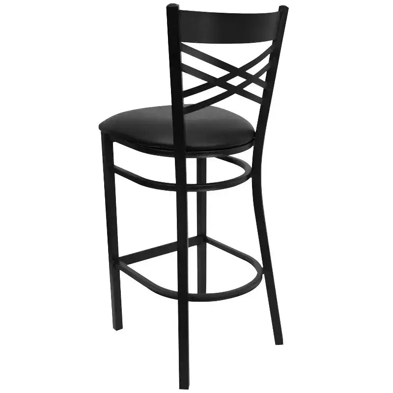 Flash Furniture Black ''X'' Back Metal Restaurant Barstool