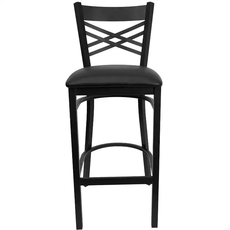 Flash Furniture Black ''X'' Back Metal Restaurant Barstool