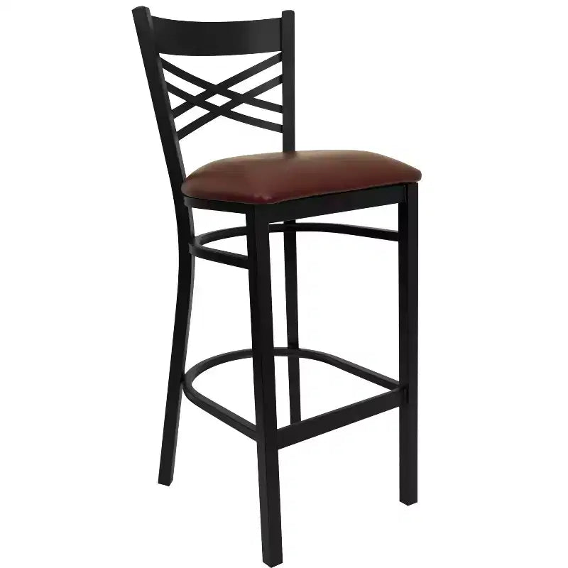 Flash Furniture Black ''X'' Back Metal Restaurant Barstool