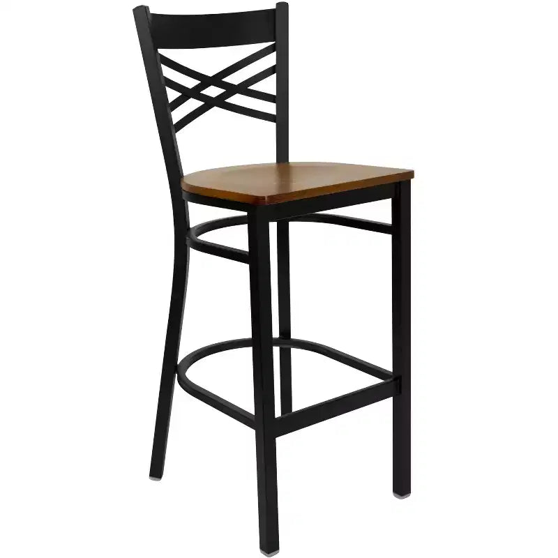Flash Furniture Black ''X'' Back Metal Restaurant Barstool
