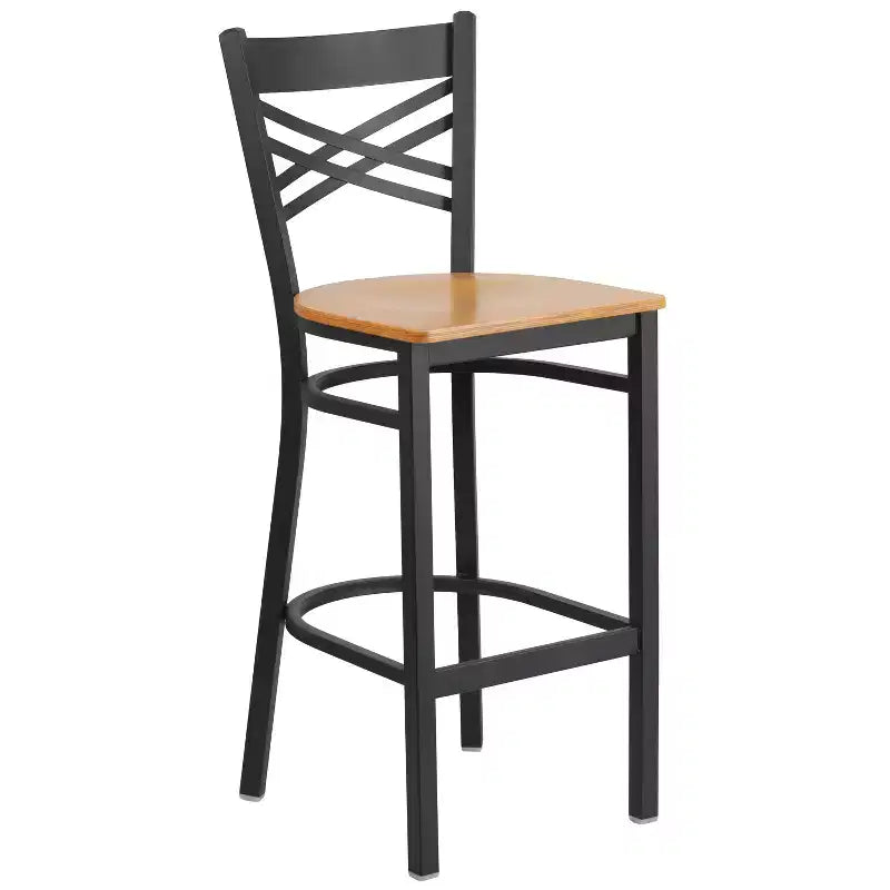 Flash Furniture Black ''X'' Back Metal Restaurant Barstool
