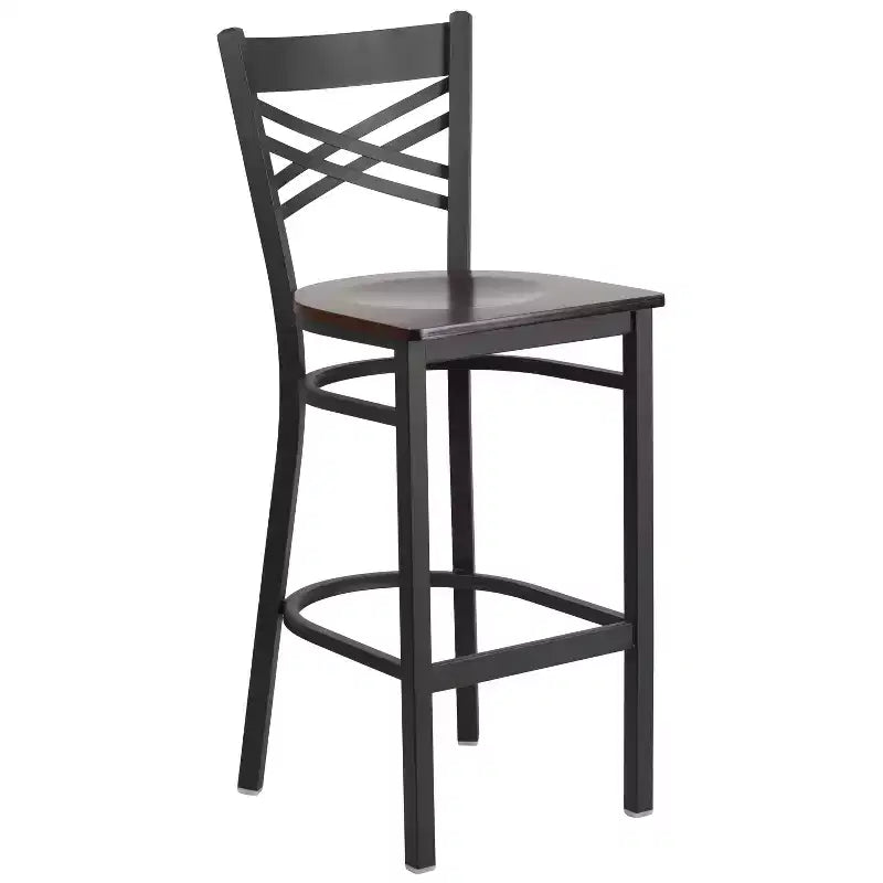 Flash Furniture Black ''X'' Back Metal Restaurant Barstool