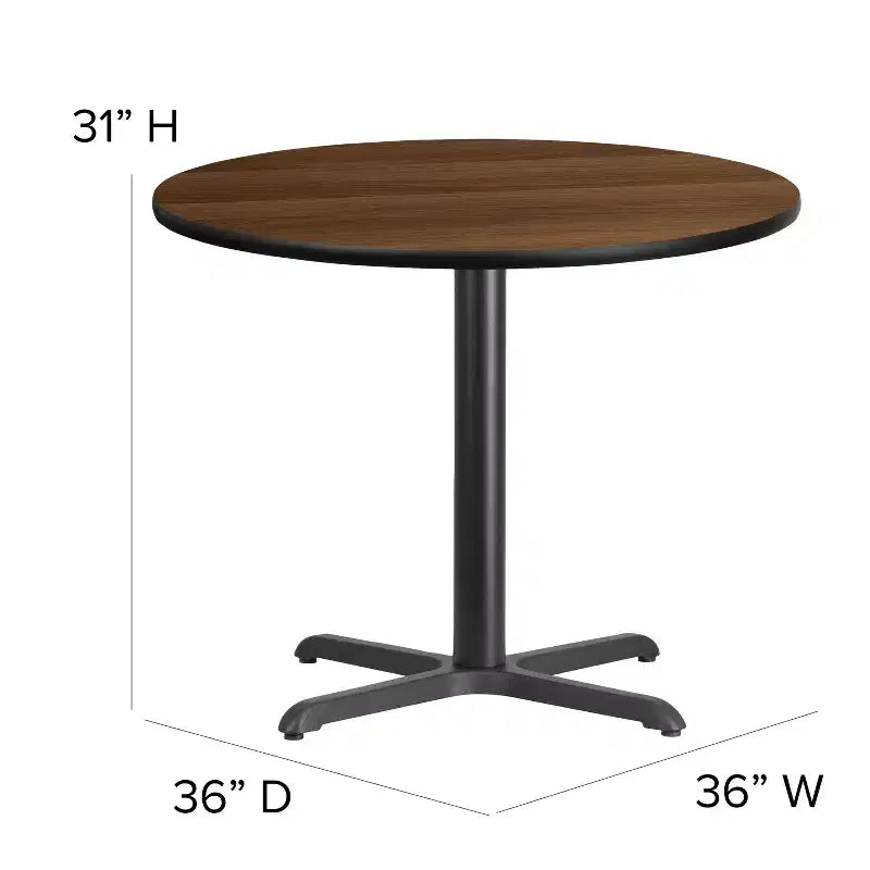 Flash Furniture 36'' Round Laminate Table Set with X-Base and 4 Trapezoidal Back Banquet Chairs