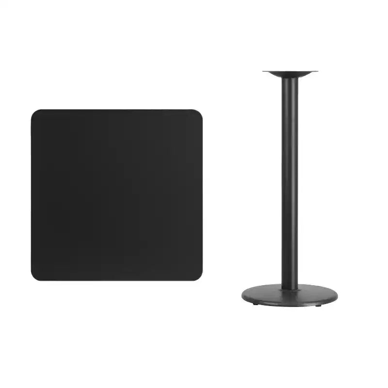 Flash Furniture 30'' Square Laminate Table Top with 18'' Round Bar Height Table Base