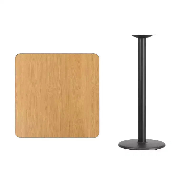 Flash Furniture 30'' Square Laminate Table Top with 18'' Round Bar Height Table Base