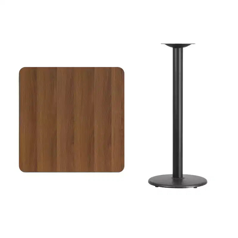 Flash Furniture 30'' Square Laminate Table Top with 18'' Round Bar Height Table Base