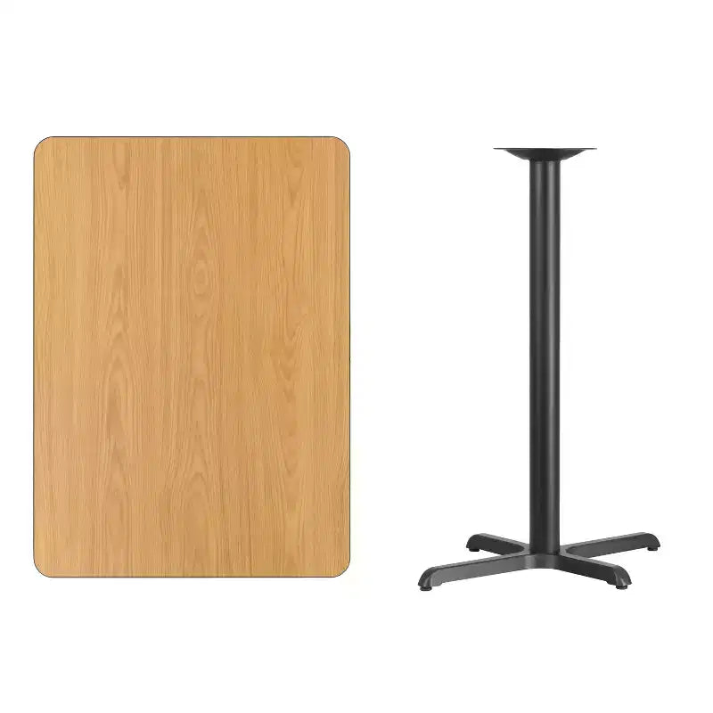 Plateau de table rectangulaire en stratifié 30" x 42" Flash Furniture avec pied de table hauteur bar 23,5" x 29,5"