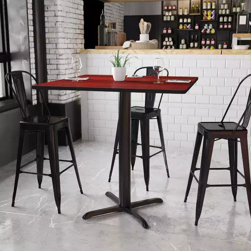 Plateau de table carré en stratifié de 107 cm avec base de table hauteur bar de 84 cm x 84 cm Flash Furniture