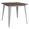 Flash Furniture 31.5 Square Metal Indoor Table with Rustic Wood Top