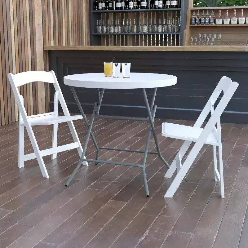 Table pliante ronde en plastique blanc granit de 2,63 pieds de Flash Furniture