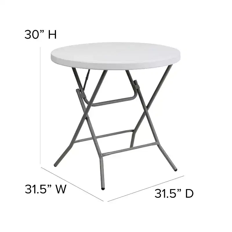 Table pliante ronde en plastique blanc granit de 2,63 pieds de Flash Furniture