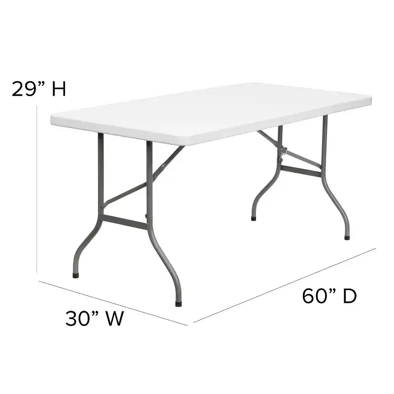Table pliante en plastique blanc granit de 5 pieds Flash Furniture
