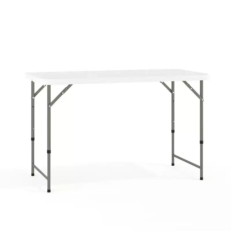 Flash Furniture Elon 4-Foot Height Adjustable Bi-Fold Granite White Plastic Folding Table