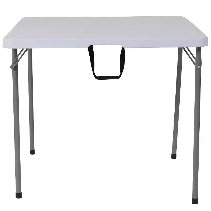 Flash Furniture 2.79-Foot Square Bi-Fold Granite White Plastic Folding Table with Carrying Handle