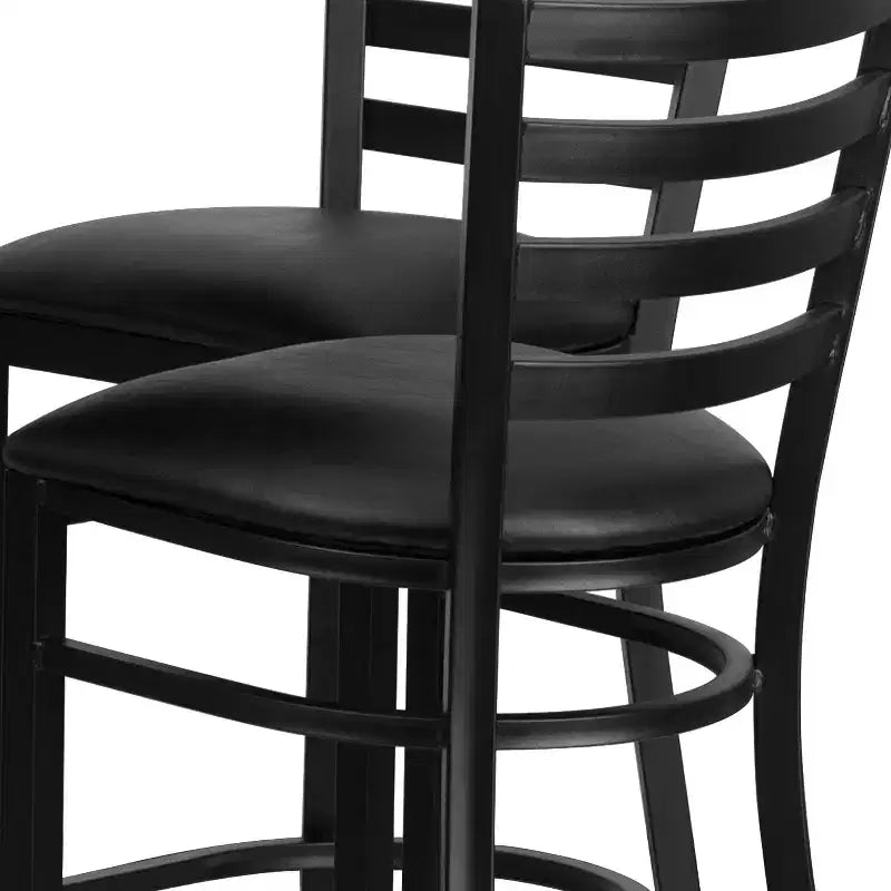 Flash Furniture 30'' Round Laminate Table Set with X-Base and 4 Ladder Back Metal Barstools