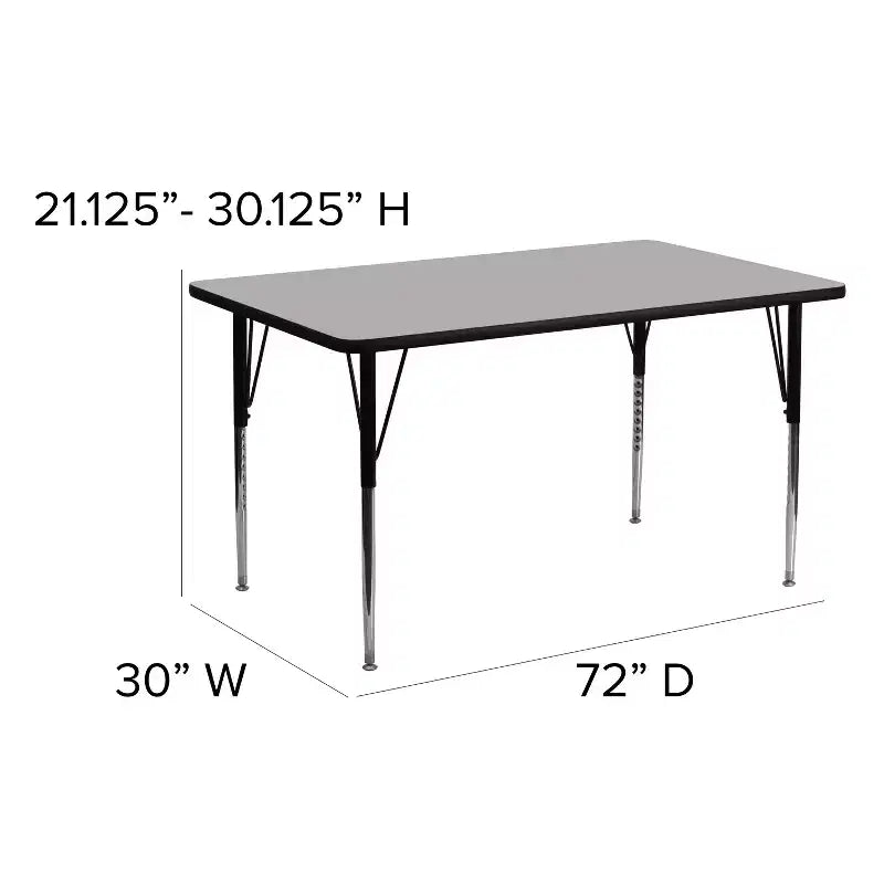 Flash Furniture 30''W x 72''L Rectangular Thermal Laminate Activity Table - Standard Height Adjustable Legs