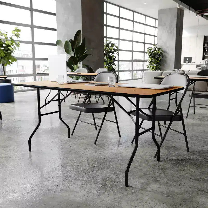 Flash Furniture 6-Foot Rectangular Wood Folding Banquet Table with Clear Coated Finished Top