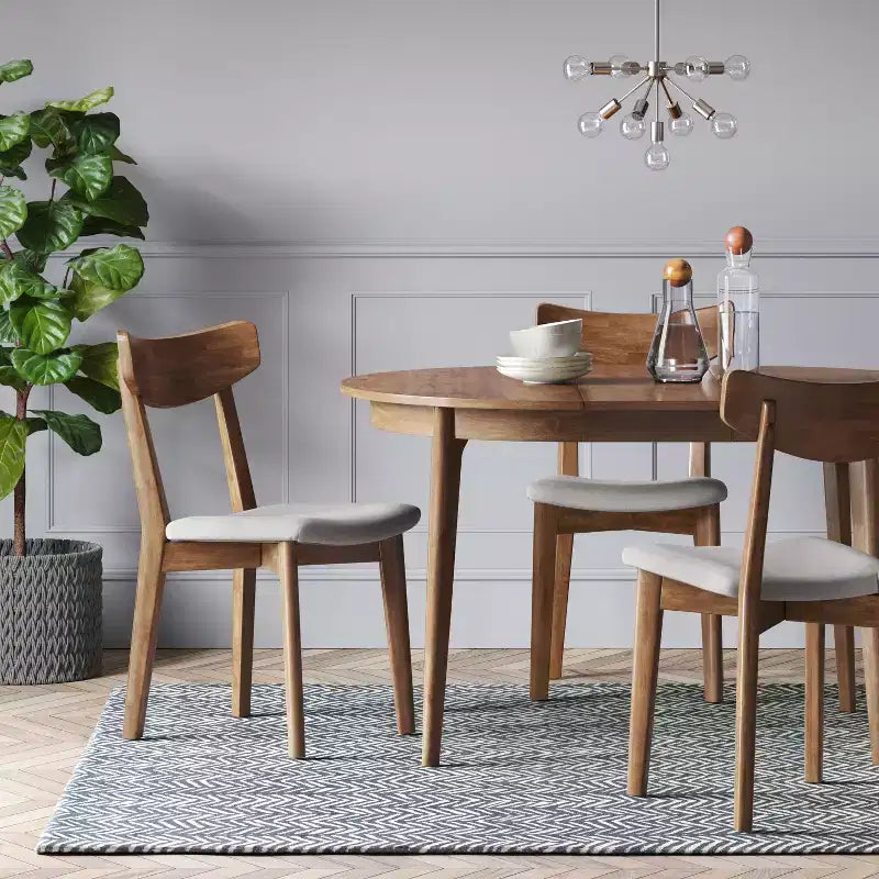 Table à manger extensible ronde Astrid style Mid-Century - Threshold