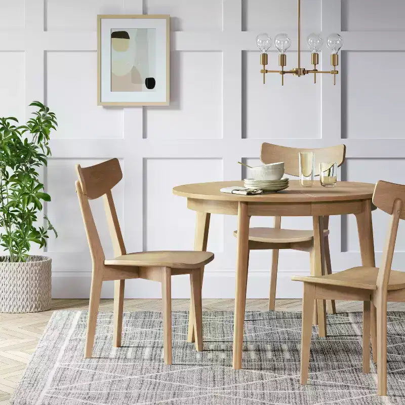 Table à manger extensible ronde Astrid style Mid-Century - Threshold