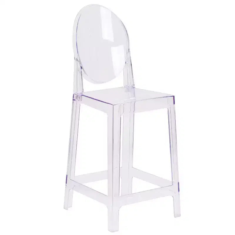 Flash Furniture Ghost Counter Stool with Oval Back in Transparent Crystal