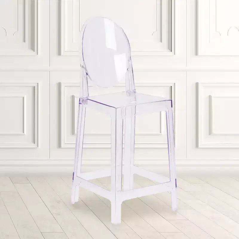 Flash Furniture Ghost Counter Stool with Oval Back in Transparent Crystal