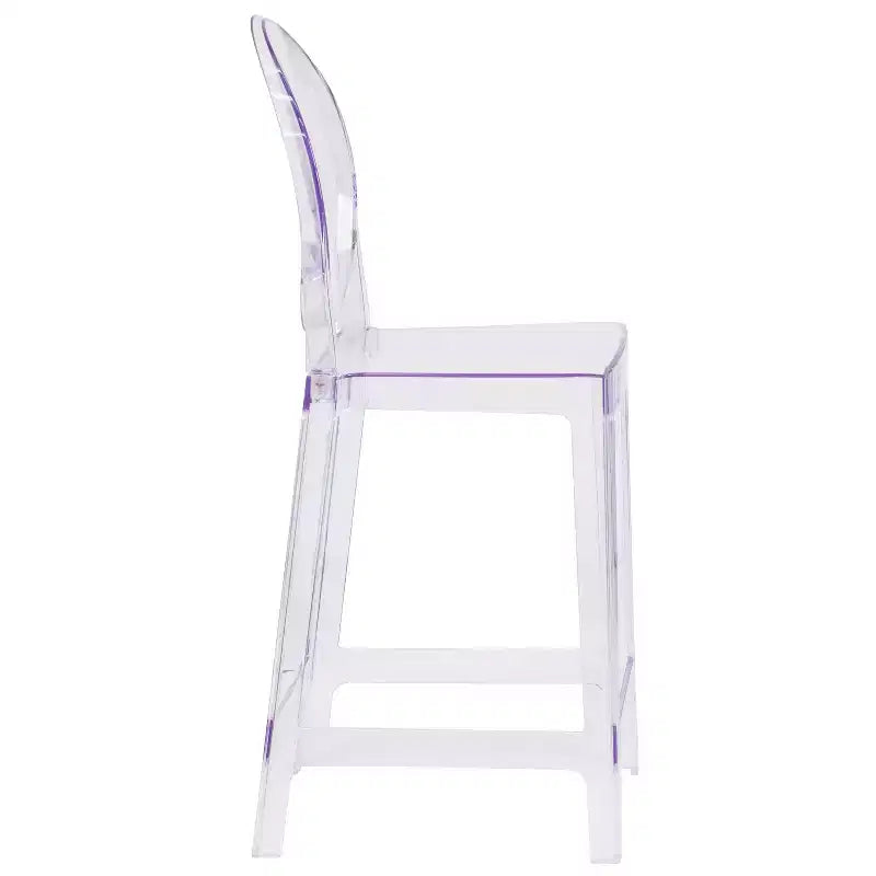 Flash Furniture Ghost Counter Stool with Oval Back in Transparent Crystal