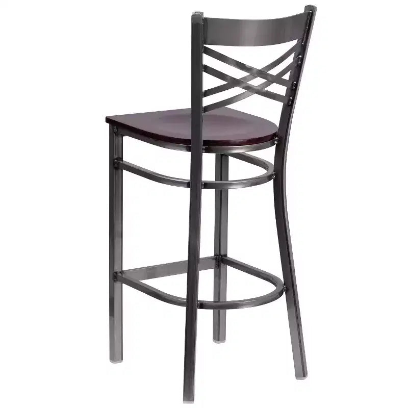 Flash Furniture Clear Coated ''X'' Back Metal Restaurant Barstool