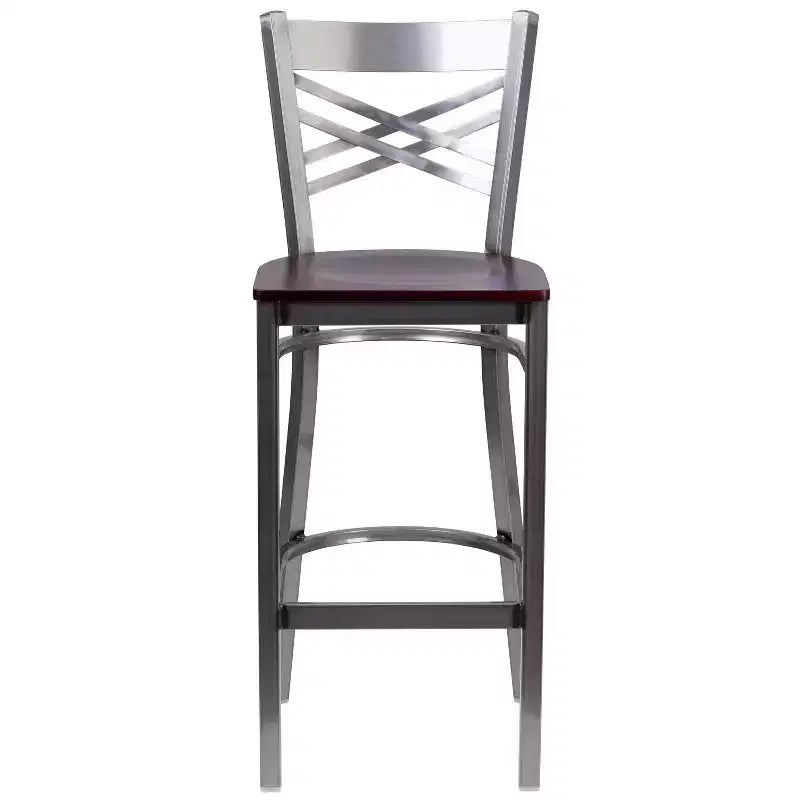 Flash Furniture Clear Coated ''X'' Back Metal Restaurant Barstool