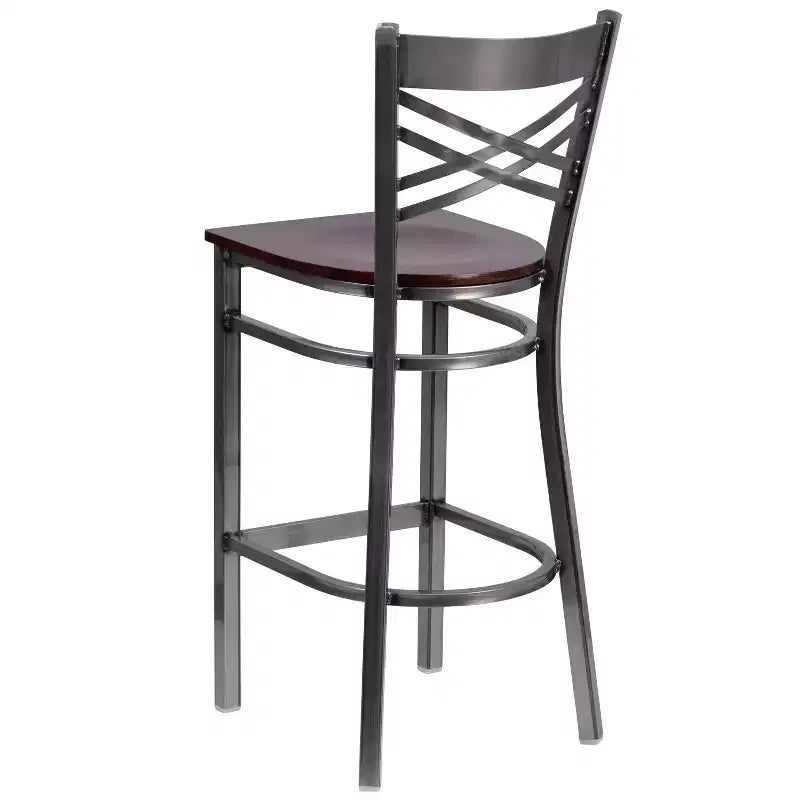 Flash Furniture Clear Coated ''X'' Back Metal Restaurant Barstool