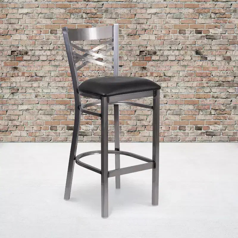Flash Furniture Clear Coated ''X'' Back Metal Restaurant Barstool