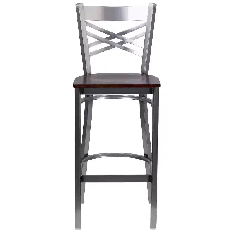 Flash Furniture Clear Coated ''X'' Back Metal Restaurant Barstool
