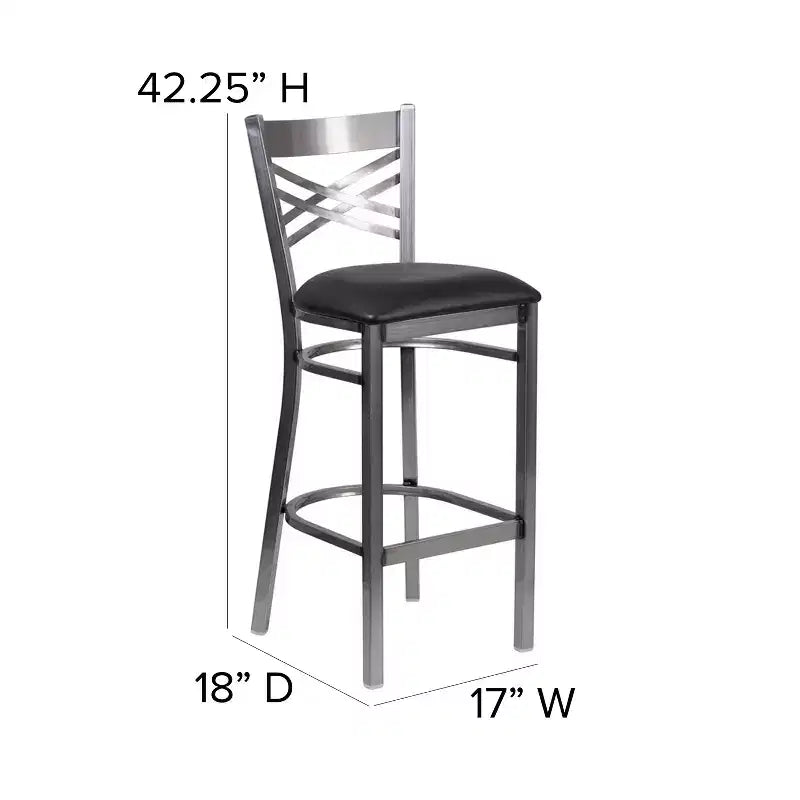 Flash Furniture Clear Coated ''X'' Back Metal Restaurant Barstool
