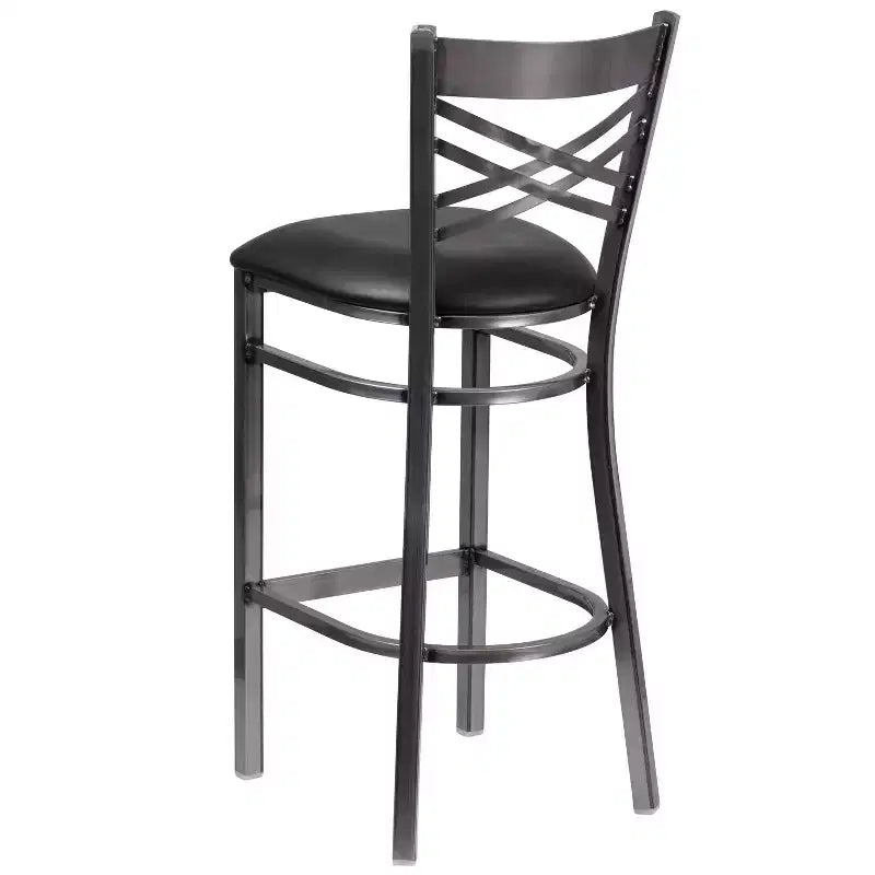 Flash Furniture Clear Coated ''X'' Back Metal Restaurant Barstool