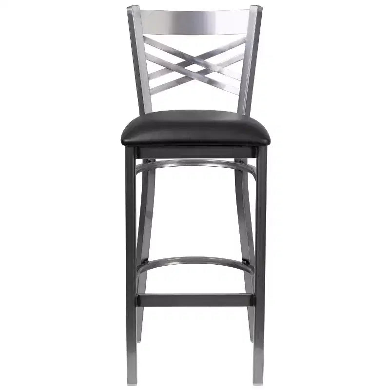 Flash Furniture Clear Coated ''X'' Back Metal Restaurant Barstool